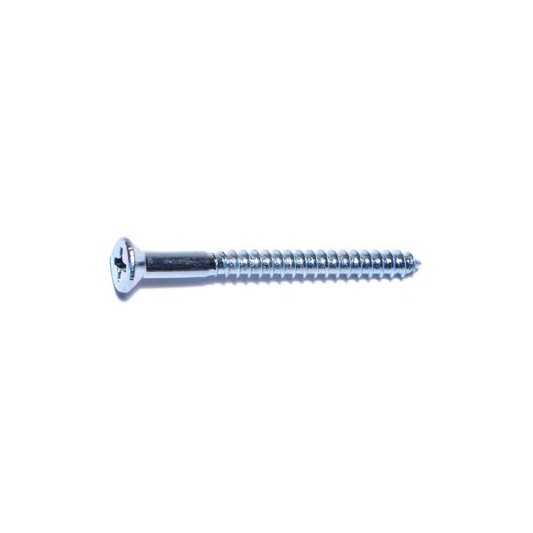 Midwest Fastener Wood Screw, #7, 1-3/4 in, Zinc Plated Steel Flat Head Phillips Drive, 100 PK 02549 - main